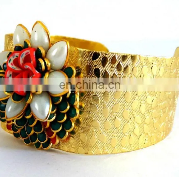 Wholesale Pachi Cuff Bracelet - Indo Western Style Pearl Cuff Bracelet - Party Wear Pachhi Cuff Bracelet 2015 photo-4