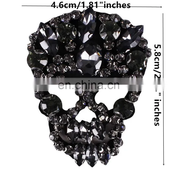 Fashion Beading Gray Rhinestones Skull Patches Badge for Jewelry Brooch photo-4