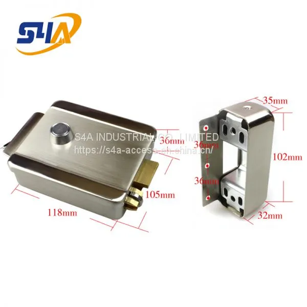 Nickel Plating Access Control Mechanical Combination Electric Rim Door Lock With Double Cylinder photo-2