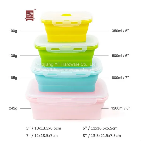 Kitchen Accessories Home and Kitchen Gadgets Bento Lunch Box for Kids Children Collapsible Food Storage Container Kitchen Silicone Lunch Box photo-2