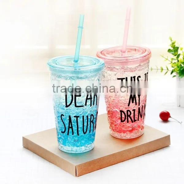 Ice Tumbler Insulated Double Wall Plastic Tumbler Double Wall Plastic Tumbler With Ice Cube photo-2