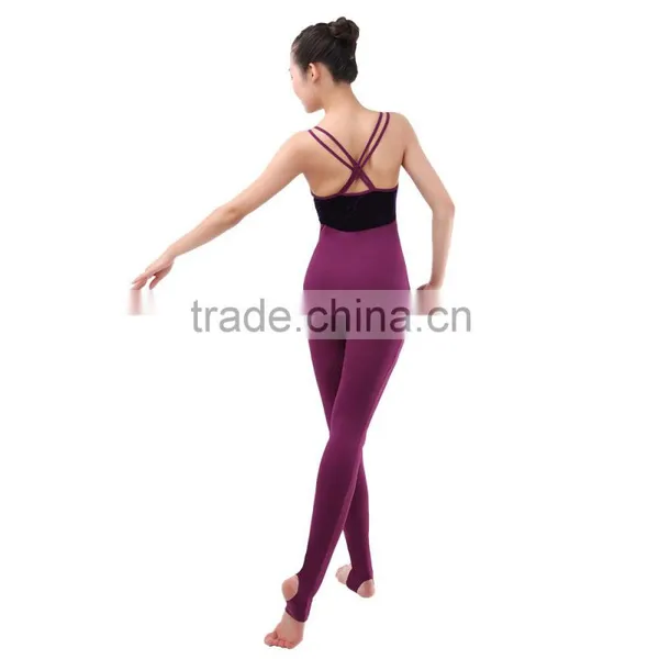 New Velvet Double Straps Stirrup Dance Unitards and Gymnastics Tights Girls photo-4