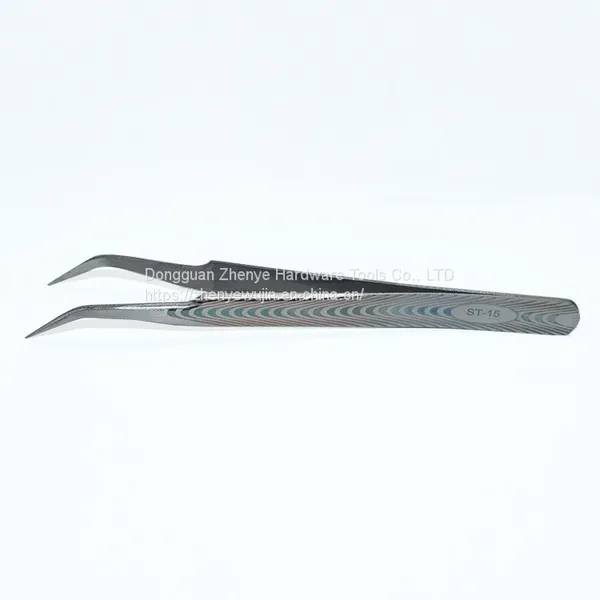 Straight Curved Eyelash Grafting Tweezers Light and High-precision Eyelash Blossom Tweezers for Eyelash Beautifiers Antistatic Tape Texture ST-15 photo-4