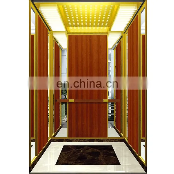 Professional 6 Persons MRL Gearless Mirror Etching Elevator Lift Passenger Cabin photo-4