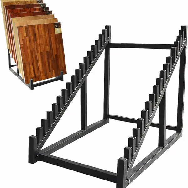 Floor Tile Display Stand, Building Material Display Shelf, Black Metal Display Holder Art Storage Organizer