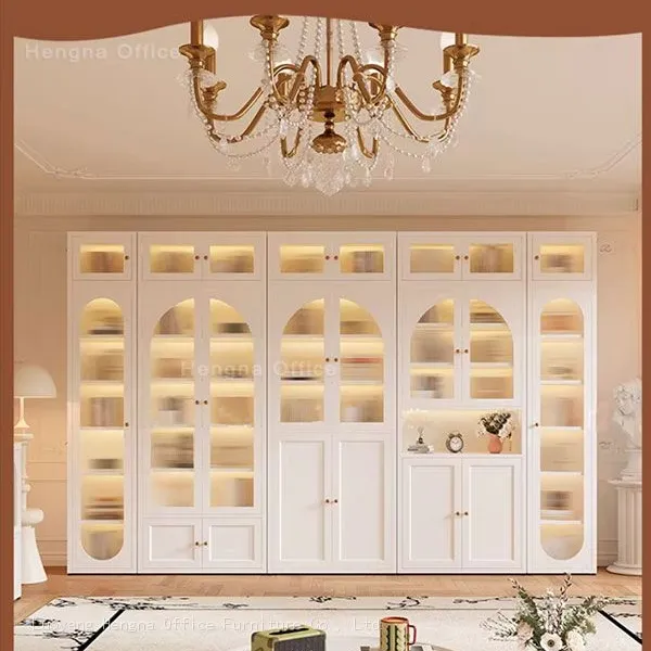 Elegant Ribbed Glass Display Case -CBT585| Luxury Metal Sideboard With Fashion Rounded Gold Pull for Hotel/Studio-Easy to Assemble