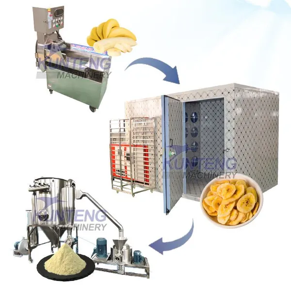 Equipamiento de secado de frutas para secador de uvas pasas, mango y plátano, línea de producción de deshidratación y molienda de plátanos secados