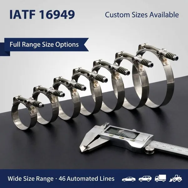 T‑Bolt Spring Hose Clamp Heavy Duty Constant Torque Spring Loaded Clamp For Automotive Turbo Silicone Hose photo-3