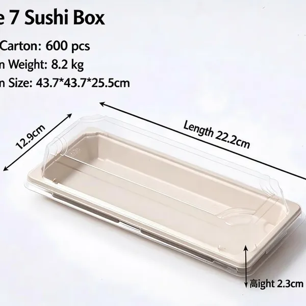 Disposable Sugarcane Pulp Sushi Tray, 10x6x2.5