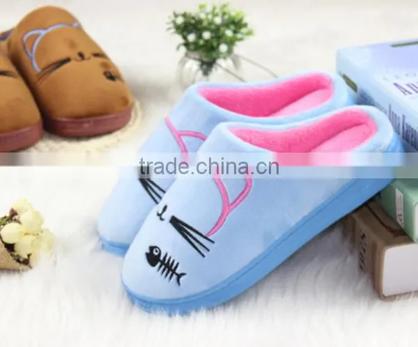 Cat Print Comfortable Quiet Warm Cartoon Indoor Slipper for Women Cute Winter Slippers photo-2