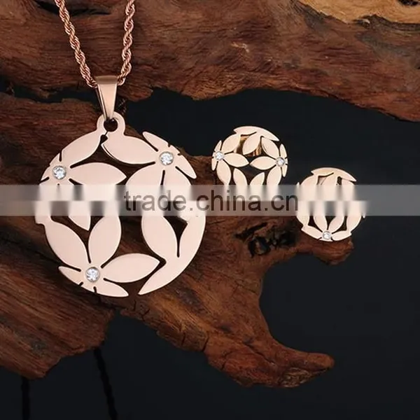 Stainless Steel Hawaiian Flower Costume Jewelry Set photo-2