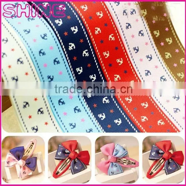 Welcome Customize Print Ribbon,DIY Bowknot Jewelry Accessories Ribbon, Hot Sale Classic 2.5cm Wide Anchor Colorful Ribbons