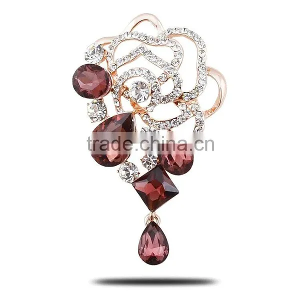 Colorful Fashion Jewelry Rhinestone Brooch Flower With Pin photo-2
