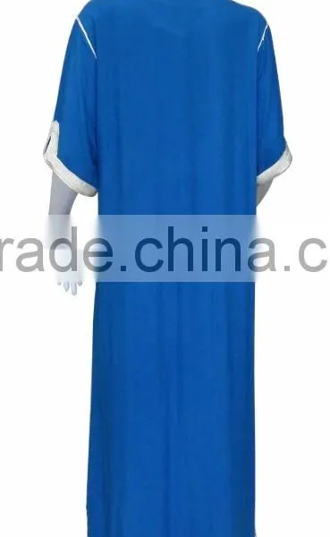 the Newest Short Sleeves Maxi Dress With From Front to Hem Rope Embroidery photo-3