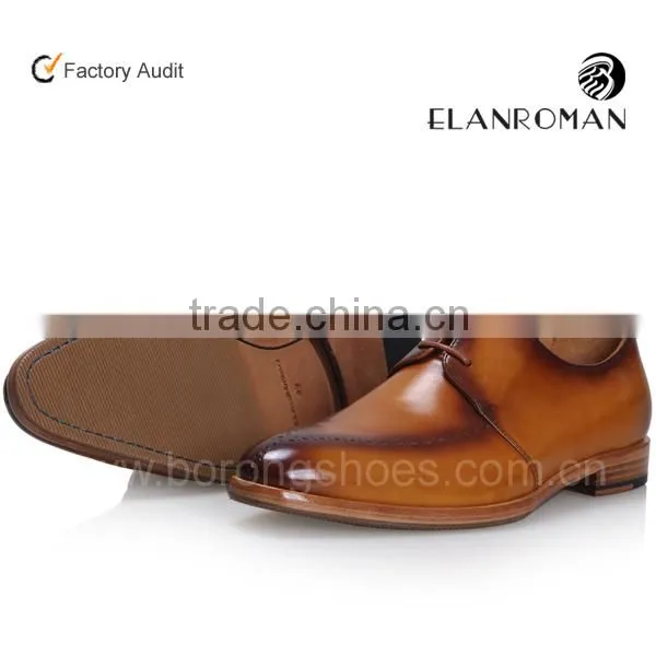 Elegant Italian Calf Leather Derby Design Brown Men Dress Leather Shoes photo-5