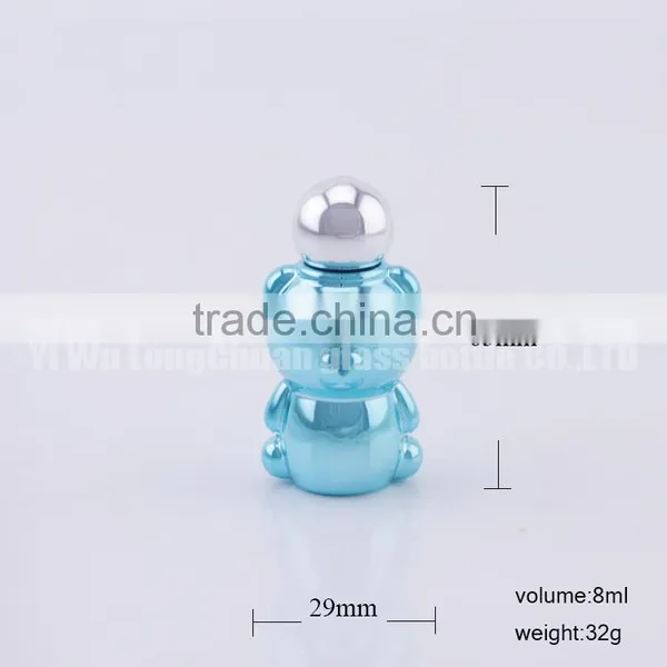 Colored Bear Shape Glass Liquid Bottle 8ml With Light Aluminum Cap