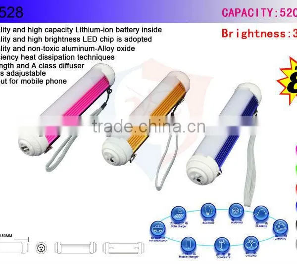 IP65 Waterproof LED Light Stick Emergency Charger Portable Flashlight Torch Camping Outdoor Lamp+Power adapter