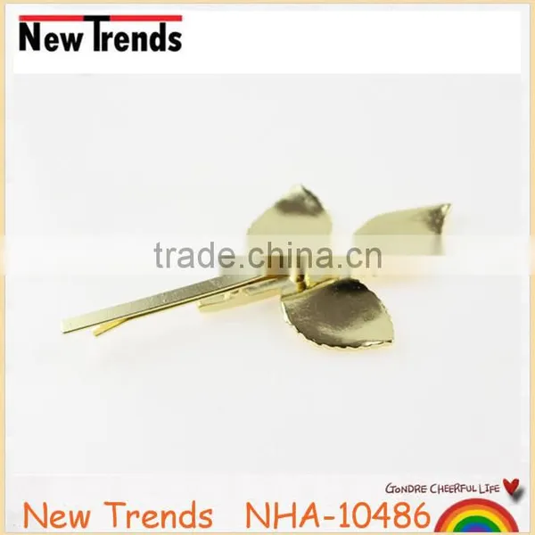 Factory Wholesale Metal Gold Leaf Hair Pin Hair Clip photo-5