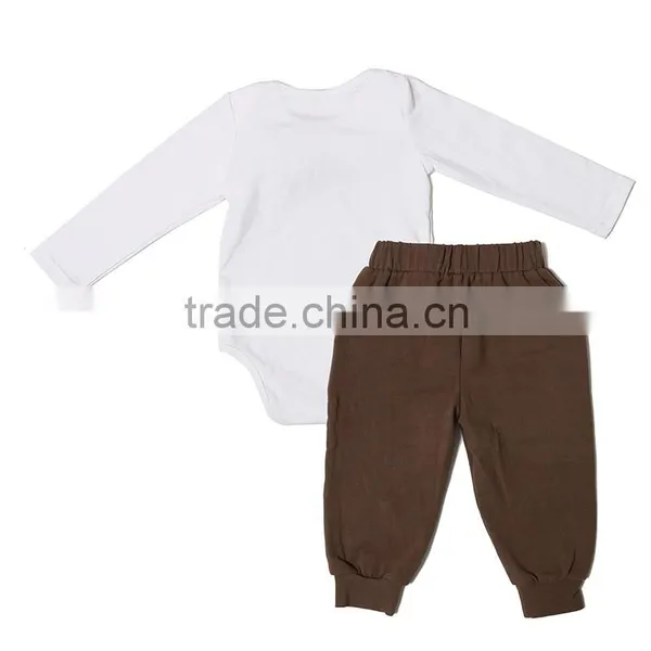 New Summer Baby Boys Clothing Sets White Shirt With Brown Bowknot and Brown Pant for Baby Boys Clothing Two Pieces Sets photo-2