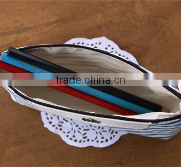 New Canvas Navy Marine Stripe Style Pencil Case Pen Box photo-2