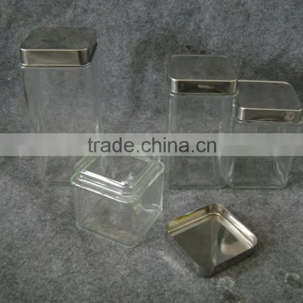Clear Square Glass Jar With Metal Lid photo-5