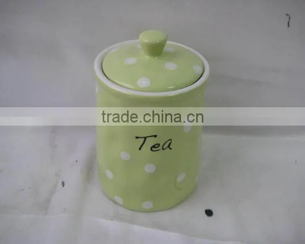 Ceramic Tea Jar in Dots Design