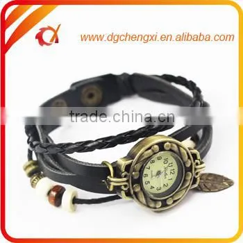 New Fashion Vintage Leather Watch Bracelet Watch Pendant Quartz Watch photo-2