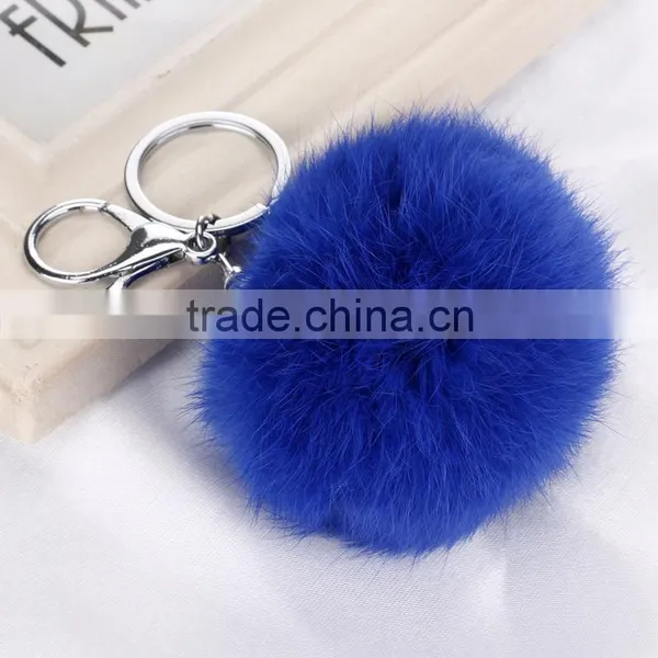 Fluffy Ball Pompom Fur Keychain Cute Keychains Rabbit Fur Ball Key Chain For Car Key Ring Bag photo-3
