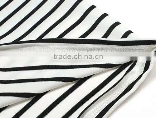 Stylish Ladies Women Sexy High Waist Striped Stretch Bodycon Package Hip Knee Length Skirt photo-2