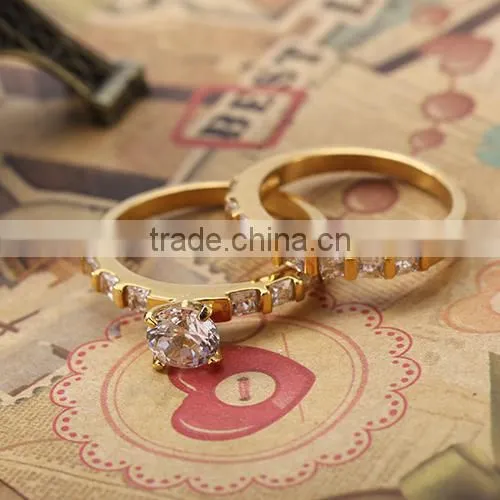 Wholesale Engagement Couple Finger Rings 18k Solid Gold Plated cz Diamonds High Quality Finger Rings More Attractive photo-2