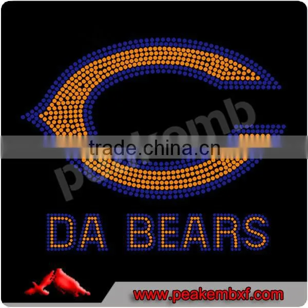 New Design Hotfix Rhinestones Da Bears Iron On Transfer