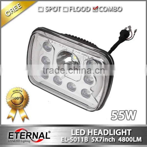 55W High Power 5x7" Led Headlight Replacement Bulb Sealed Trims for 79-01 H6054 Jeep Cherokee Ni-ssan Honda photo-2