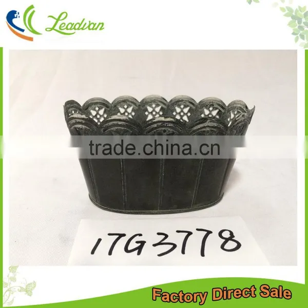 2017 New Unique Design Black Living Room Decoration Hammered Metal Boat Shaped Flower Vase photo-2