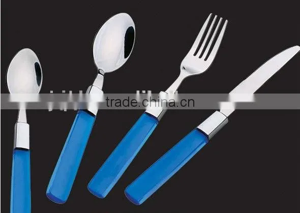 Stainless Steel Colored Plastic Handle Cutlery Set, Tableware Set photo-3