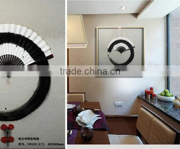 Framed Handmade Art Image Chinese Fan Water Color Painting for Home Decoration photo-2