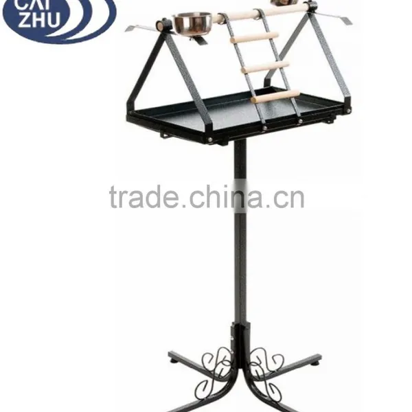 Free Standing Parrot Bird Perch T Bar Play Stand Feeding Bowls Dirt Tray Pet Supplies photo-2