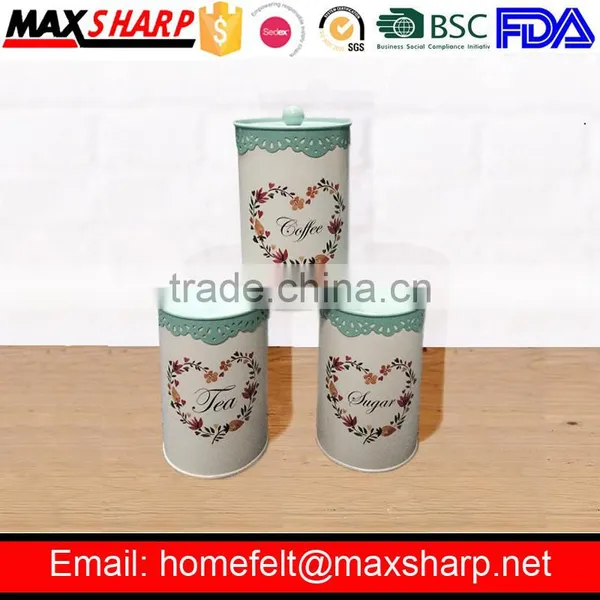 Set of 3 Flower Heart Shape Logo Canister photo-2