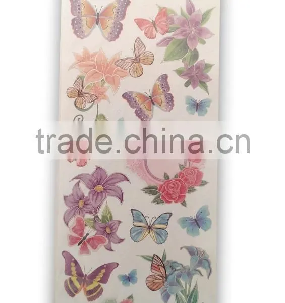Elegant Lily & Butterfly Design Sticker, Classic Decorative Shinny Glitter Sticker photo-2