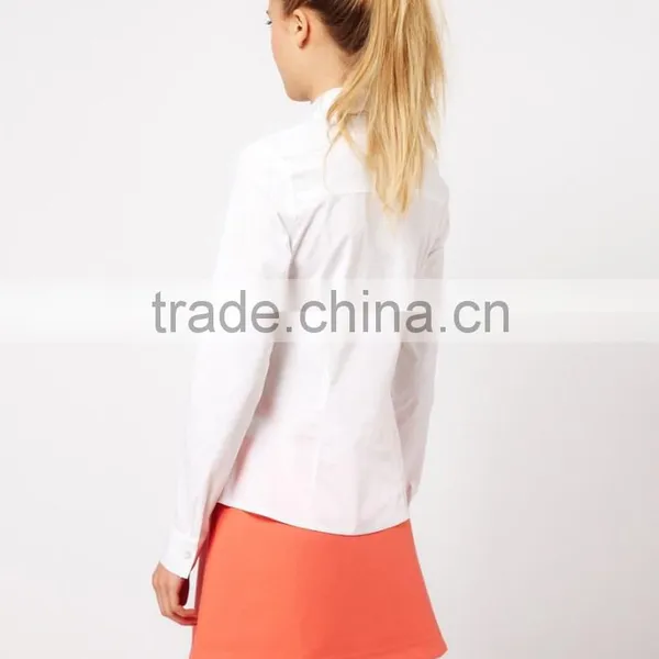 China Supplier OEM ODM 2015 Customized Long Sleeve New Fashion Scallop Collar White Shirt photo-2