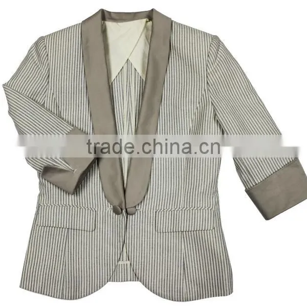 Latest Design Contrast Fibric Good Quality Slim Fit 2013 Neck Designs for Ladies Suit/ladies Half Sleeve Business Suit photo-5