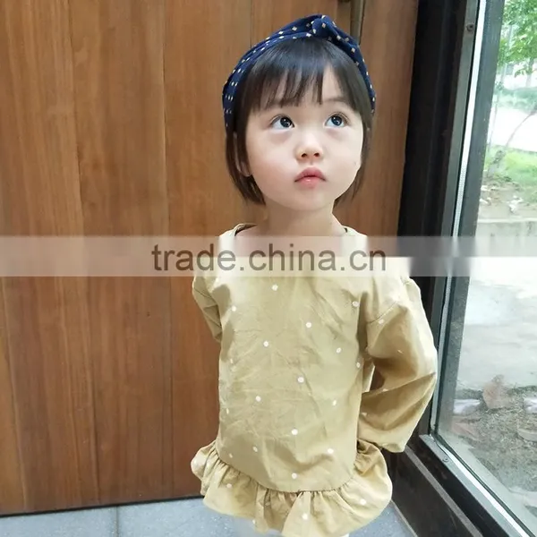 1-6 Years Wholesale 2017 Autumn Cotton Full Sleeves Dot Lotus Leaf Girls Blouses (pick Size Color) photo-4