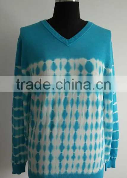 2014 Fully Fashion Women V Neck Tie Dye Pullover Sweater