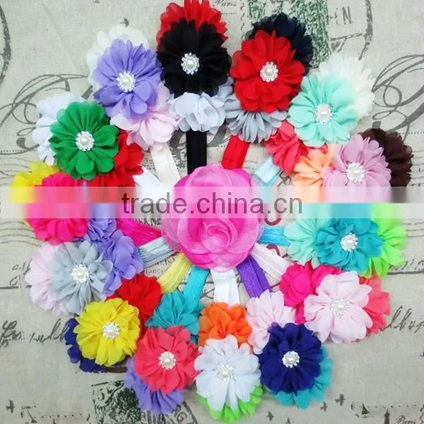 Baby Chiffon Twirl Pleated Ballerina Flower Headband Wholesale photo-2
