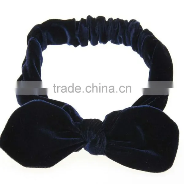 Cute Velvet Headbands Knot Ear Bow Turban photo-3