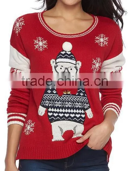 Custom Funny Pictures Festival Young Girls Wearing Knits Sweater for Christmas photo-4