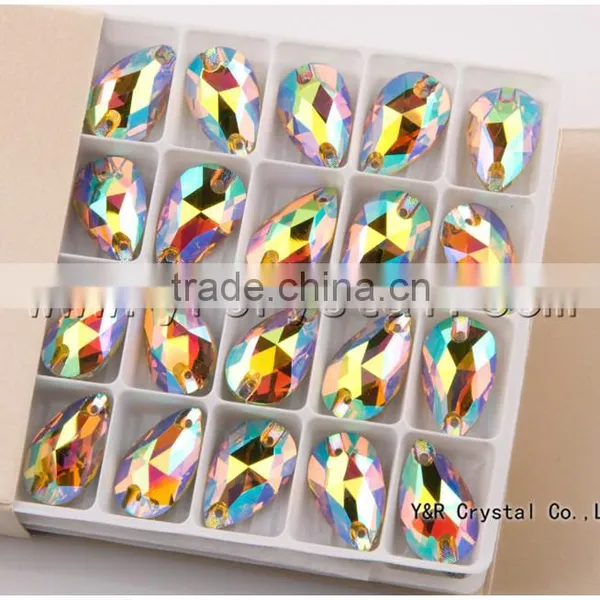 CitrineAB Color Drop Crystal Sew on Rhinestone Beads photo-3