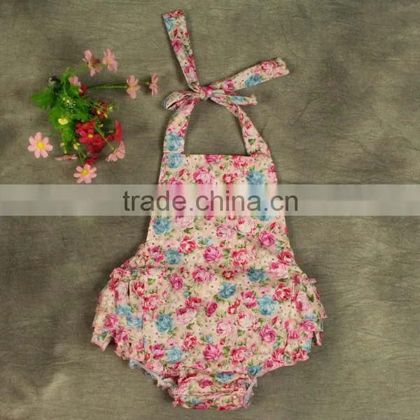 Cotton Toddler Jumpsuit Floral Printed Baby Girl's Romper photo-2
