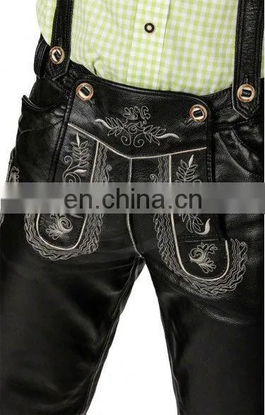 Lederhosen, Kniebund Hosen, Men Ledersosen Trachten Lederhosen Leather Pants With Suspenders (Oktoberfest Clothing) photo-4