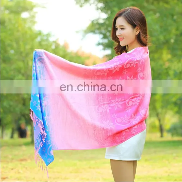 New 100% Cotton Rainbow Sunflower Jacquard Scarves With Tassels photo-2
