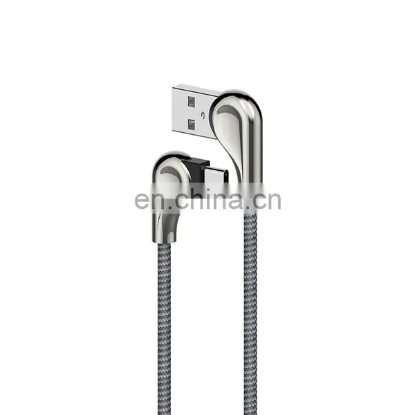 2019 Micro USB Cable USB Fast Charger Nylon Cord Micro USB 90 Degree Data Cable photo-5
